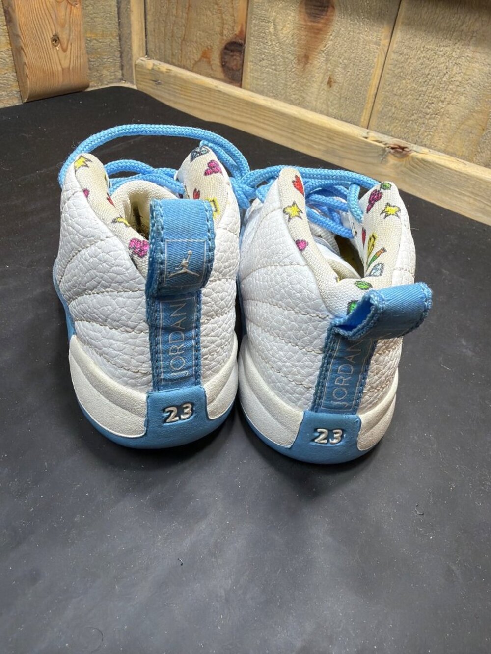 Nike Air Jordan 12 Retro Emoji White Blue Toddler Shoes 7C DQ4367-114 - Picture 5 of 8